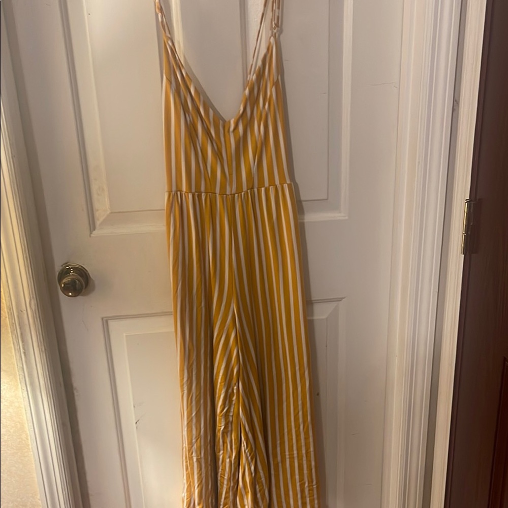 Yellow and White Striped Maxi Dress